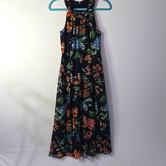 Tommy Hilfiger Women's Chiffon Midi Dress Sky Captain Multi Sz 2 - Picture 2 of 11